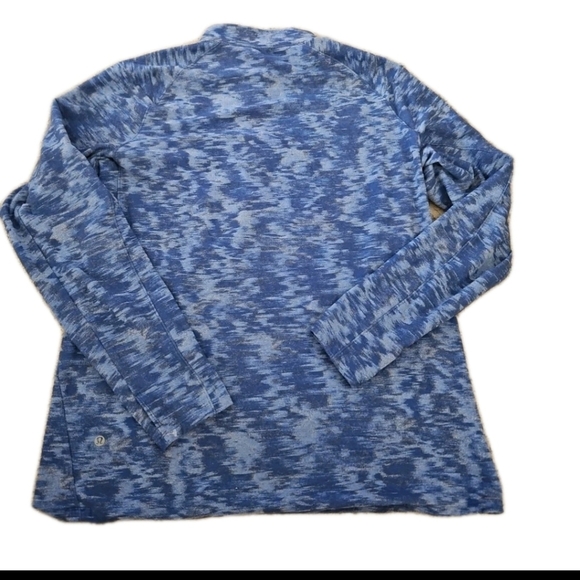 Lululemon Mens Blue Surge Warm 1/2 ZipData Rush Mini Jacquard Chambray Sweater - Picture 4 of 11